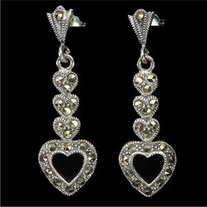Romantic Natural Champagne Marcasite drop earrings in 925 Sterling Silver